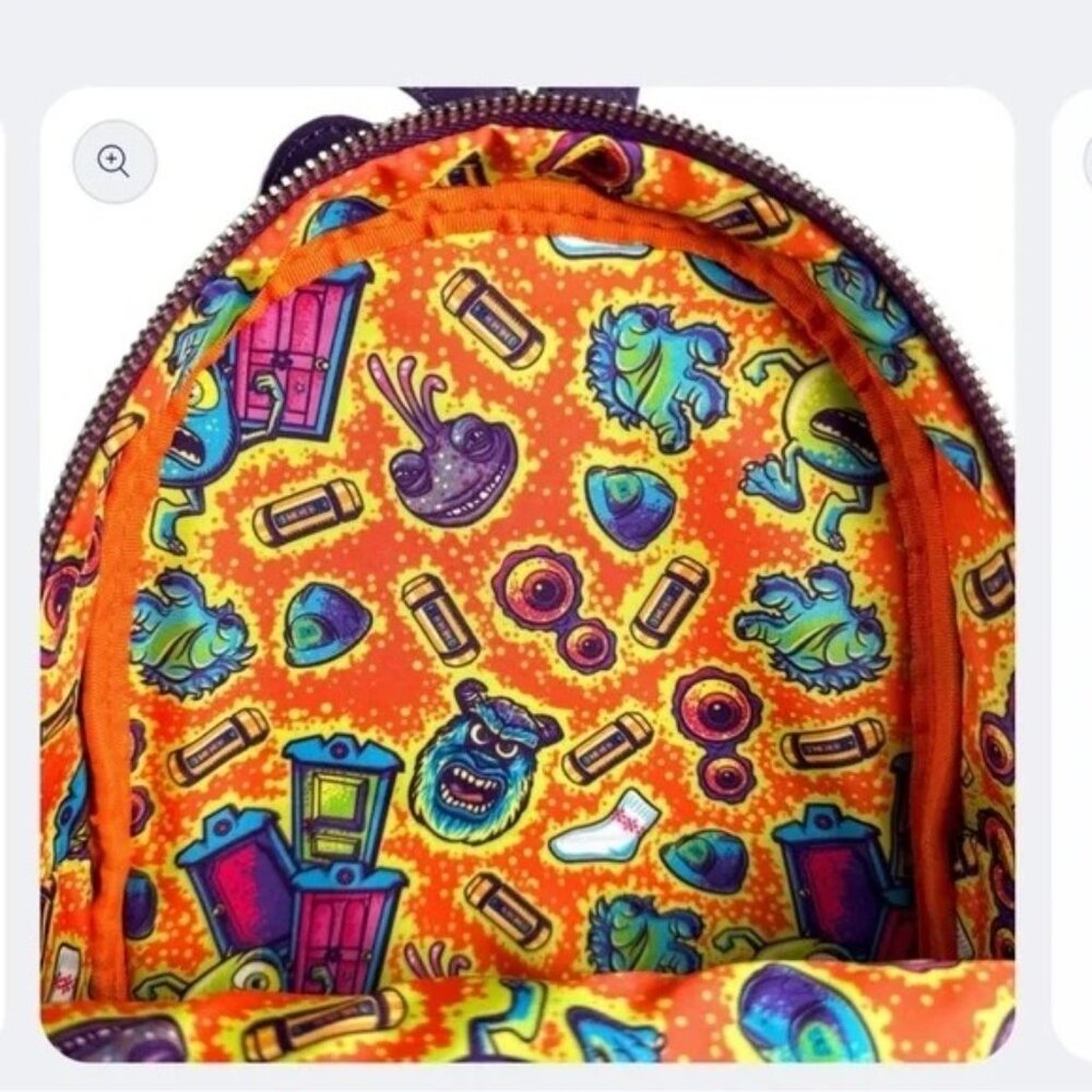 NWT Loungefly Pixar Monsters Inc Randall Backpack Matching Canister Coin Pouch - Picture 5 of 7